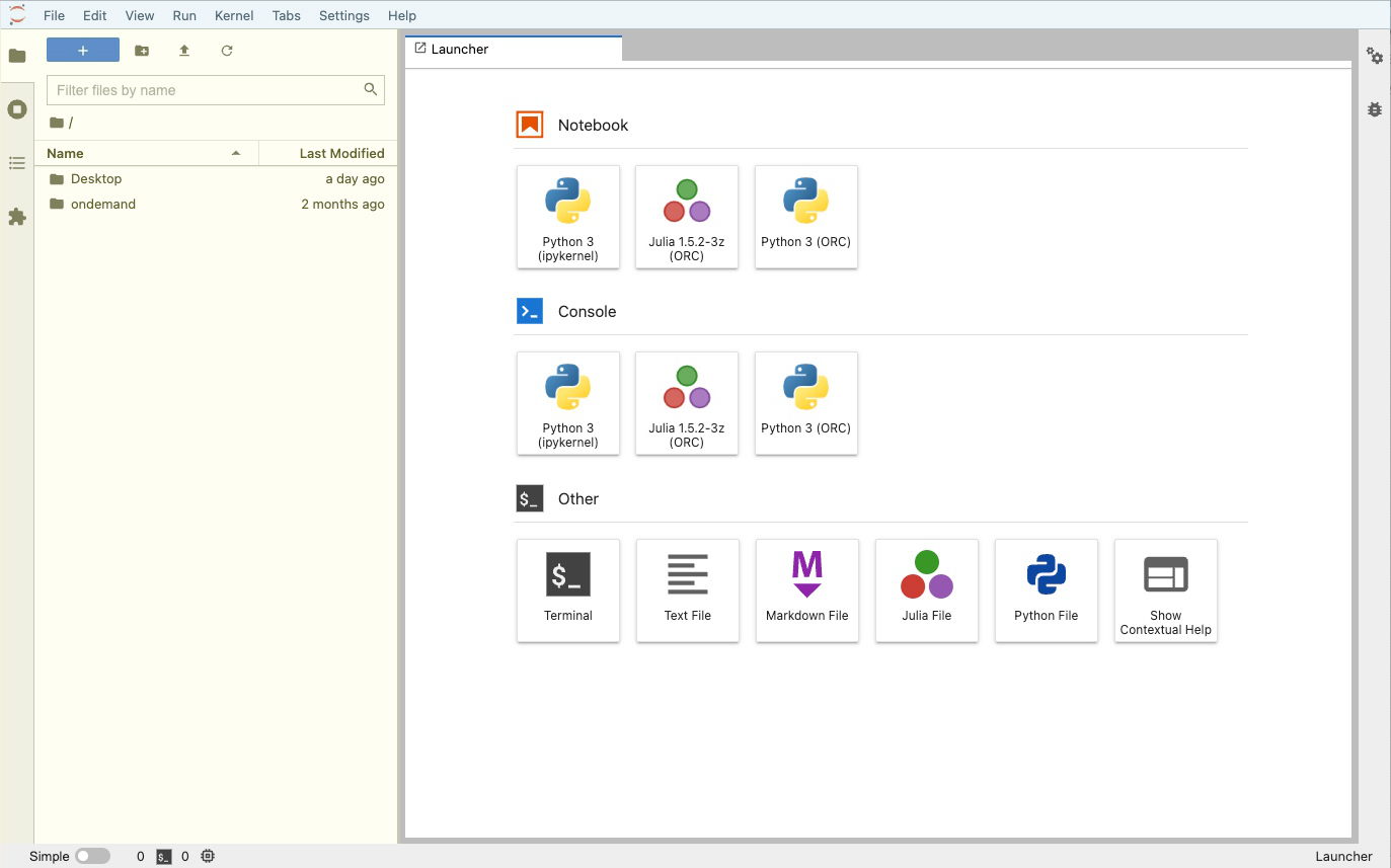 JupyterLab interface